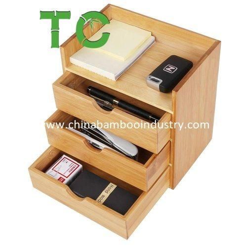 Wholesale 4-Tier Bamboo Desk Organizer- Mini Desk Storage with Drawers Tabletop Storage Organization Box Bamboo Desk Drawer