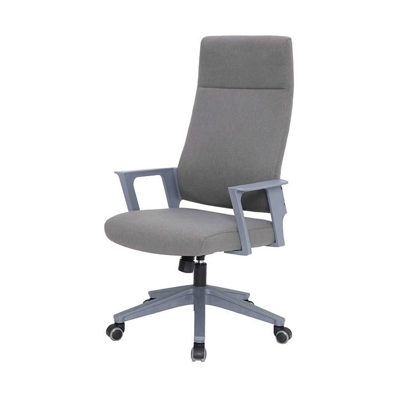 High Back Grey Fixed Armrest Leather Executive Office Chair