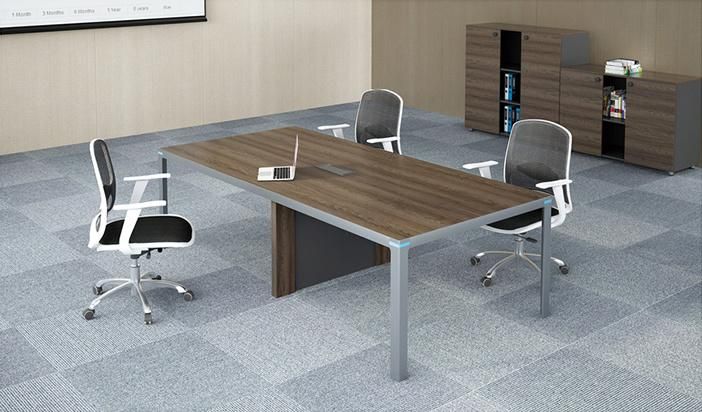Office Furniture Steel Leg Conference Table MDF Wholesale Walnut Color