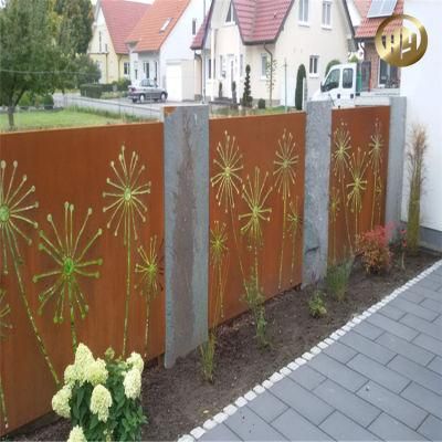 Garden Simple Design Rectangular Corten Steel Rusty Metal Screen