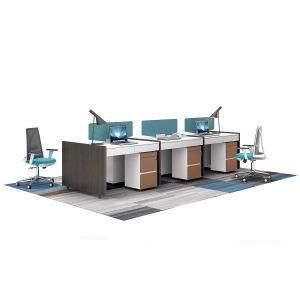 Modern Office Furniture Wood Desk Partition 6 People Workstation