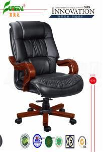 Swivel Leather Executive Office Chair with Solid Wood Foot (FY9008)