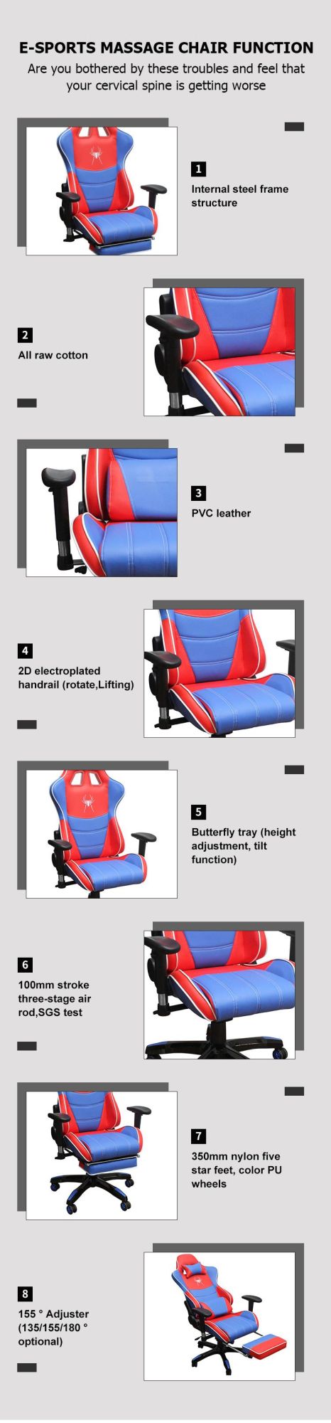 High Back Factory Custom Modern Gaming Office Chair Racing Chair