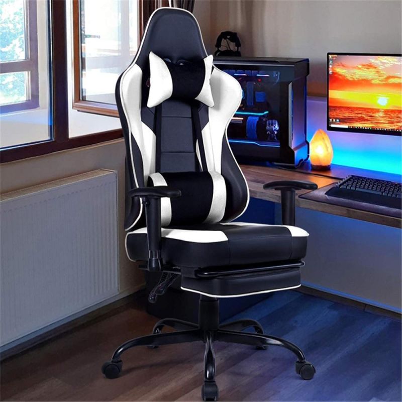 Pink White Ergonomic Swivel Liftable Leather Gaming Chair