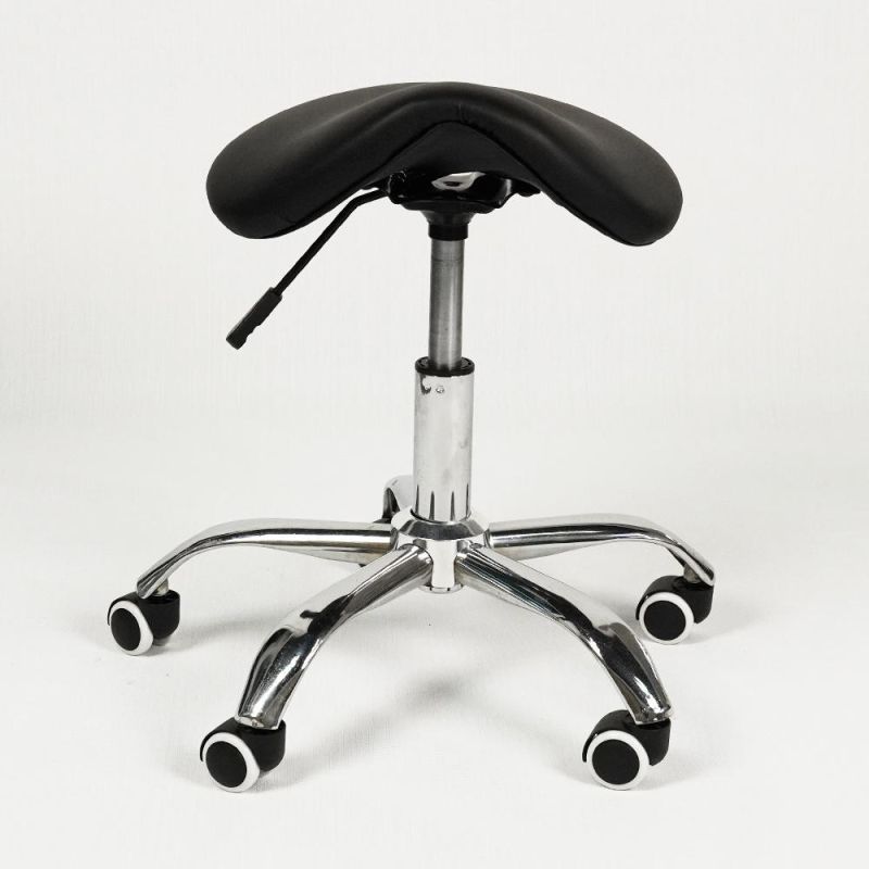 Factory Directly PU Leather Adjustable Rolling Medical Massage Salon SPA Drafting Saddle Stool