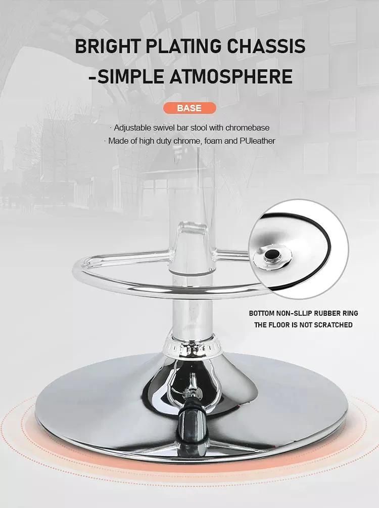 Height Adjustable Bar Stool Swivel Silver Round Base Bar Seat