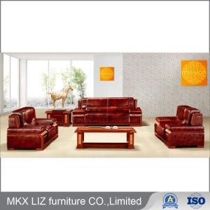 Antique Design Executive Office Furniture Wooden Leather Sofa (S928)