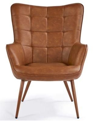 Leather Lounge Chair High Back Leisure Chair with Short Legs