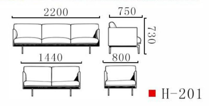 Modern Design Leather Living Room Sofa Lounge Office Reception Sofa