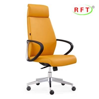 Energetic Orange PU Leather Swivel Primary Hotel Furniture Room Chair