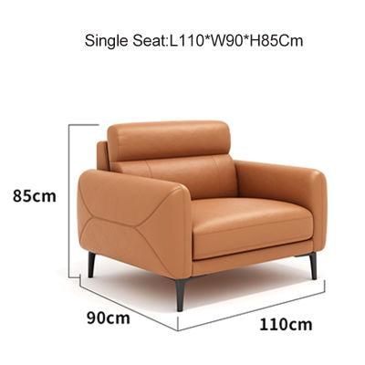 Luxury Office Furniture Modern Leather Sofa Set with Black Black Coated Carbon Sofa Leg