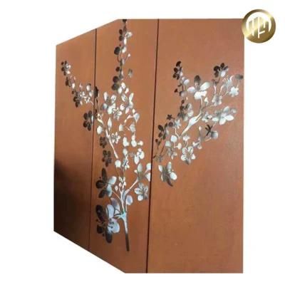 Garden Customized Pattern Corten Steel Rusty Metal Screen