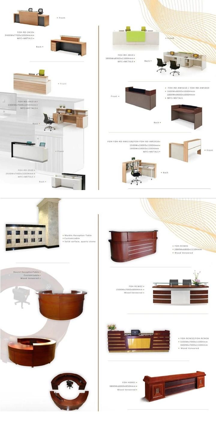 Economical Design MFC Melamine Office Furniture Reception Counter Desk