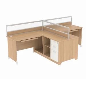 Labrary 2 Persons Office Wooden Workstation Desk with Storage Cabinets