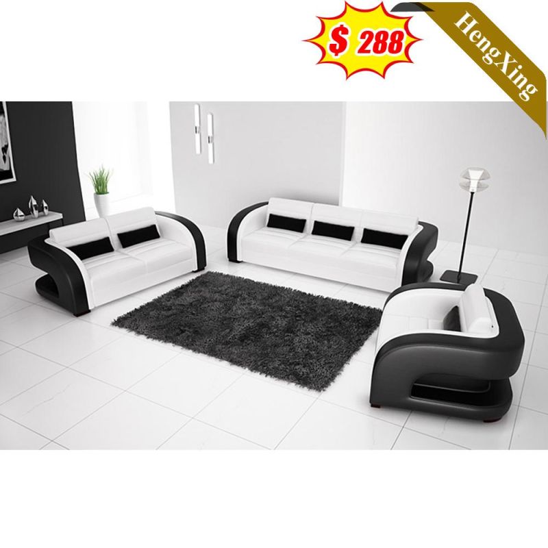Wooden Living Room Furniture Sofa Set Office Black and White PU Leather Sofas