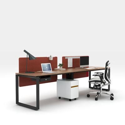 Modern High Quality Fashionable Office Workstation Two People Desks with Mobile Pedestals