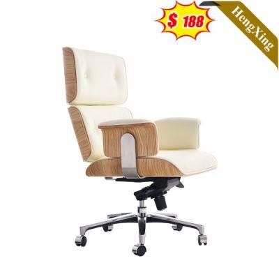 Luxury Design Office Furniture White PU Leather Chairs with Wheels and Metal Legs Stainless Steel Base Leisure Lounge Chair