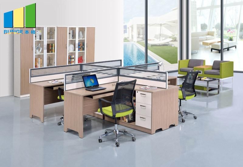 Modern Office Furniture Modular Aluminum Glass Partitions 4 Person Office Cubicle Workstations