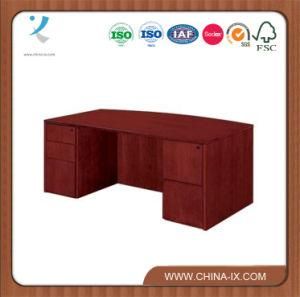 Bow Front Executive Desk with Two Lockable Pedestals