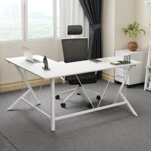 Home Office Furniture White Color L-Shaped Wooden Desk