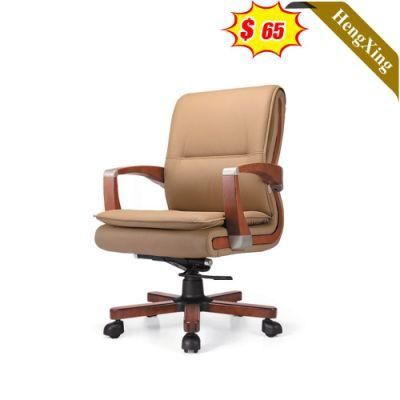 Brown Color PU Leather Chairs Modern Furniture Meeting Room Middle Back Manager Office Chair