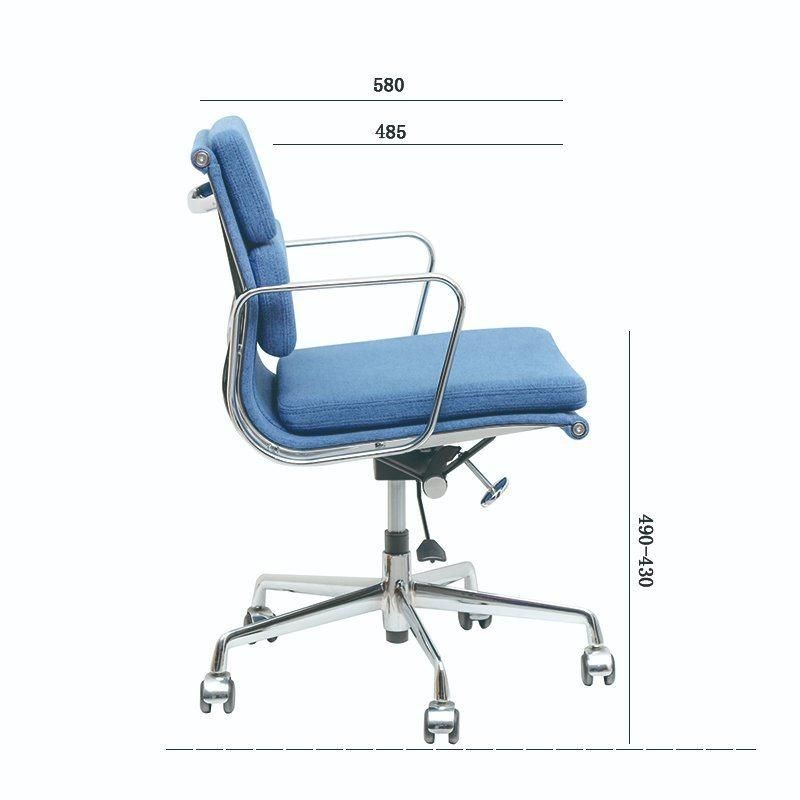 Ribbed Middle Back Classic Leather Seating Ea Style Pleated Conference Executive Manager Aluminum Home Office Swivel Office Chair