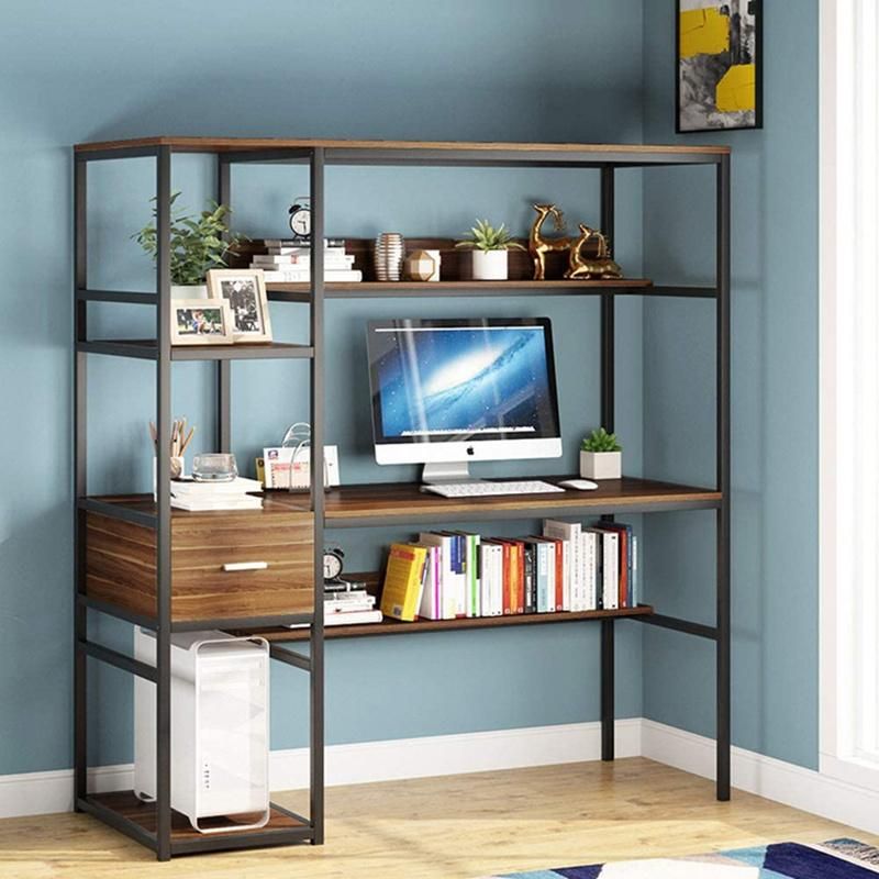 Simple Home Desk with Bookshelf and Drawer Desktop Office Computer Desk 0299