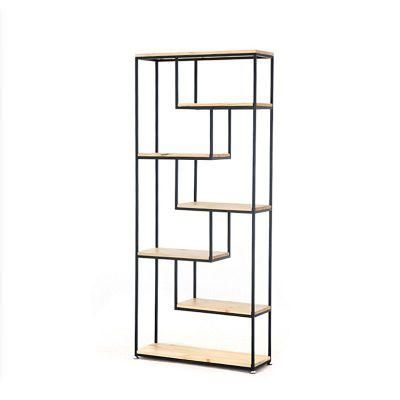Customized Wrought Iron Solid Wood Simple Shelf, Living Room Partition Screen Shelf 0601