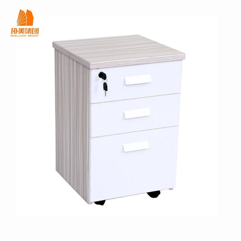 Small Office Filing Cabinet with Five Wheels and Three Drawers