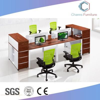Modern Furniture Four Seats I Shape Office Workstation with Side Cabinets (CAS-W618)