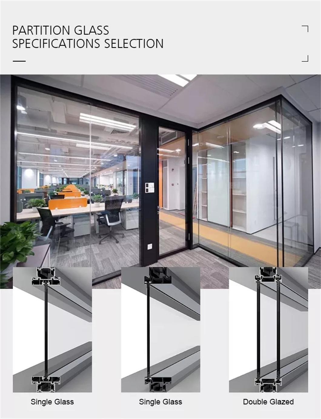 Strong Aluminum Frameless Glass Office Folding Blind Partition Wall