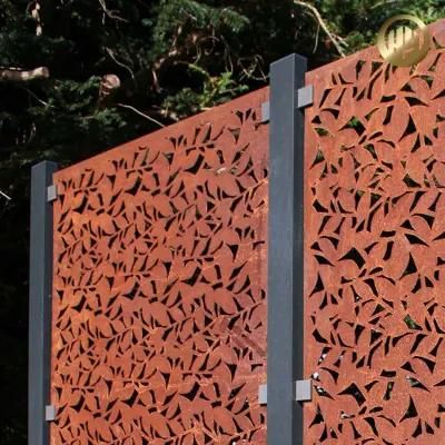 Garden Corten Steel Rectangular Divider Panel Screen