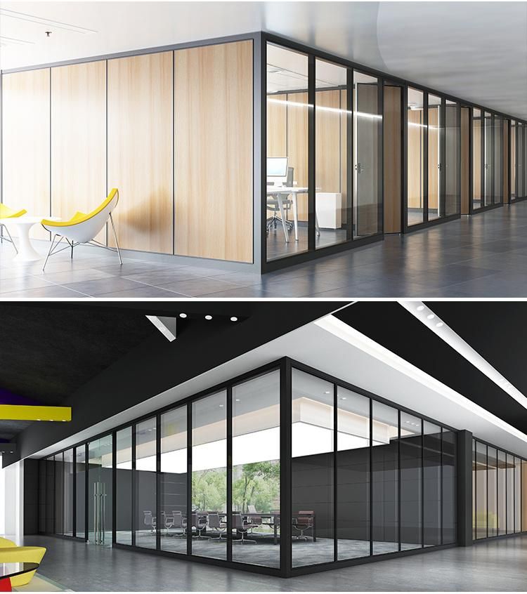Aluminum Frame Office Soundproof Glass Wall Partition