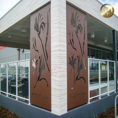 Courtyard High Quality Corten Steel Rectangular Divider Metal Panel Screen