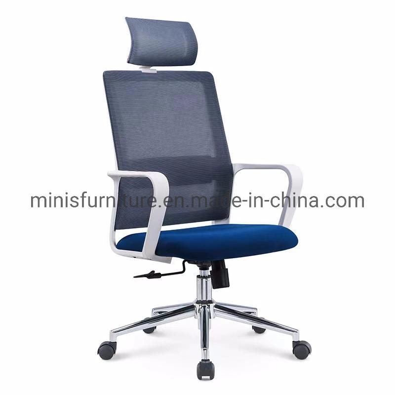 (M-OC301) Office Swivel Aluminium Alloy Green Mesh Fabric High Back Chair with White Frame and Headrest