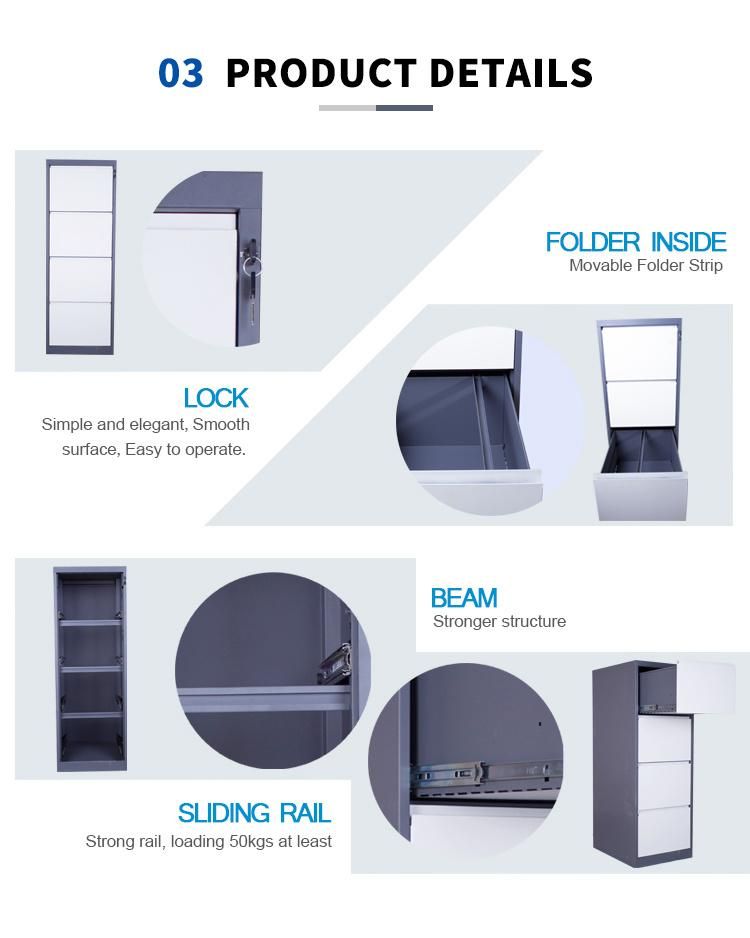 Metal Kd Steel Chest China Factory Manufacturer Office Furniture 4 Drawers Vertical Steel Filling Cabinet