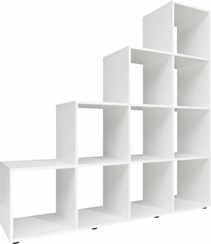 4-Tiers Stand White Wall Corner Ladder Bookshelf for Living Room