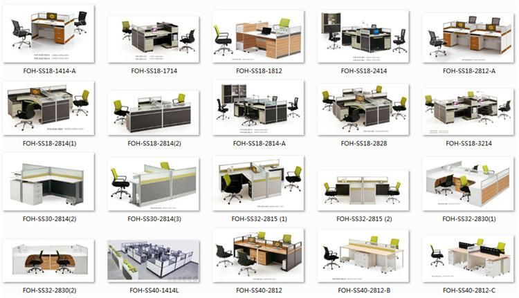 Two Seat Office Cubicle Workstation with Glass (FOH-SS42-2814)