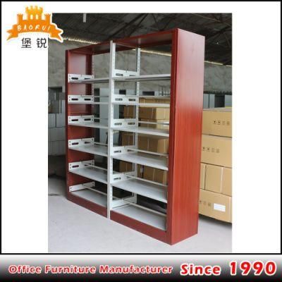 Fas-064 School Used Double-Sided Steel-Wood Bookshelf for Library/Book Shelf/Office