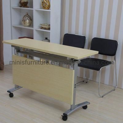 (M-TD501) School Computer Table Office Conference Folding Training Desk with Wheels and Baffle and Shelf