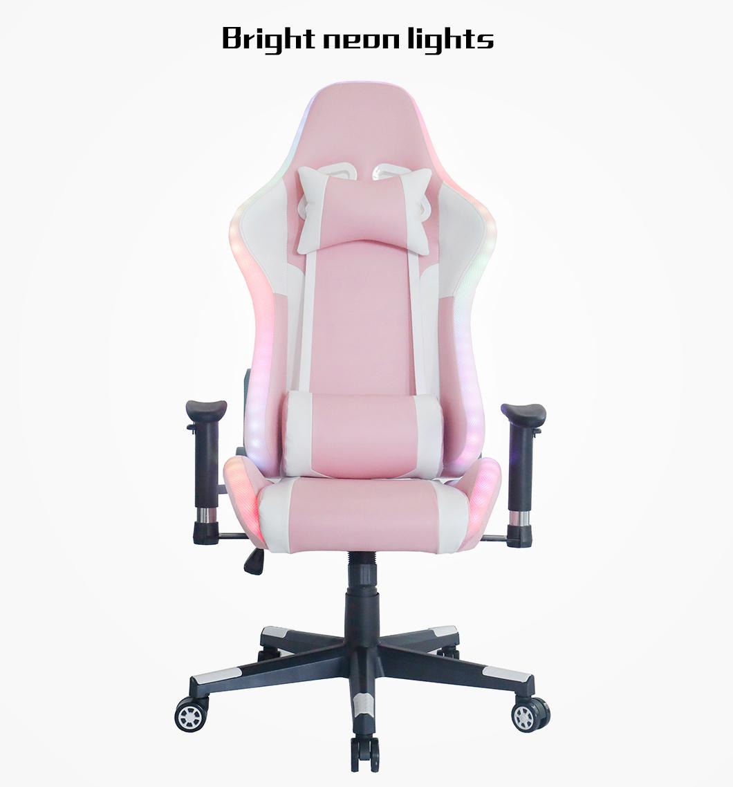 Custom PU Leather Computer Executive Office Racing Gaming Chair with Massage Lumbar and Neck Support