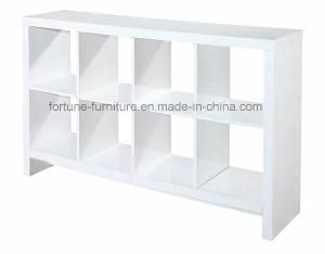 Modern Wooden UV High Gloss White Bookcase (4X2 bookcase)