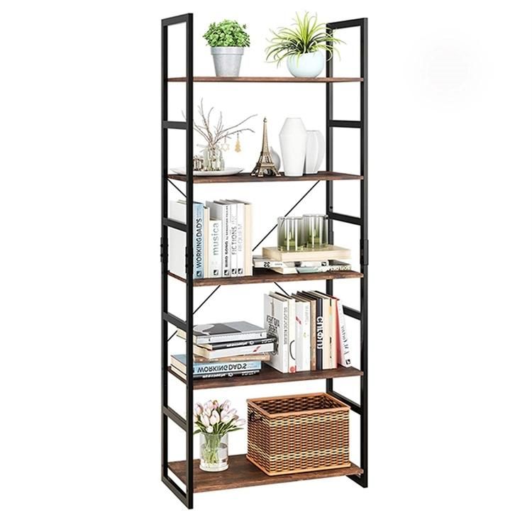 Modern Design MDF Wooden Metal Bookshelf