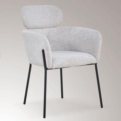 Cheap Price Hot Sale Home Furniture Modern Gray Velvet Fabric Dining Chair with Metal Legs