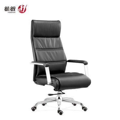 High Back Office Furniture Swivel Chair with Chrome Armrest Manager Executive Leather Chair