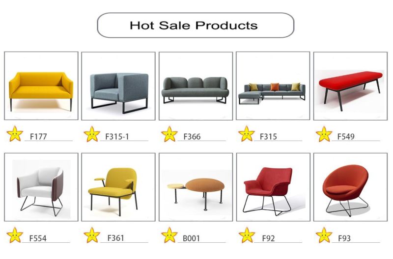 Fashion Yellow Fabric Modern Nordic Style Hotel Furniture Commercial Office Sofa of Single Seater