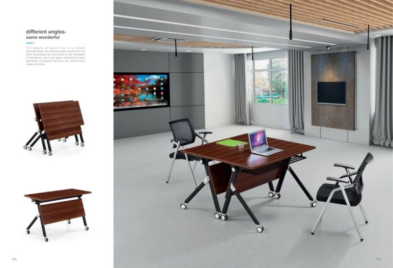 Folding Standing Movable Stackable Sliding Meeting Room Computer Study Office Table Training Desk