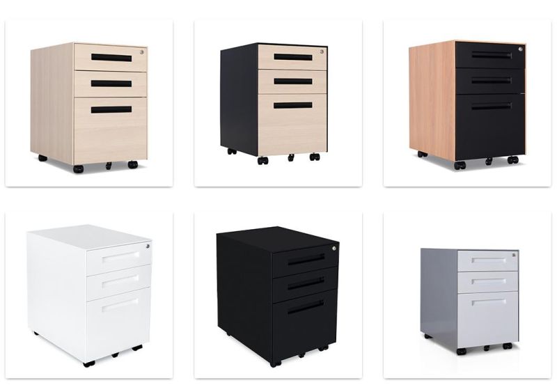 Office Equipment Steel Vertical 3 Drawers Mobile Cabinet Pedestals