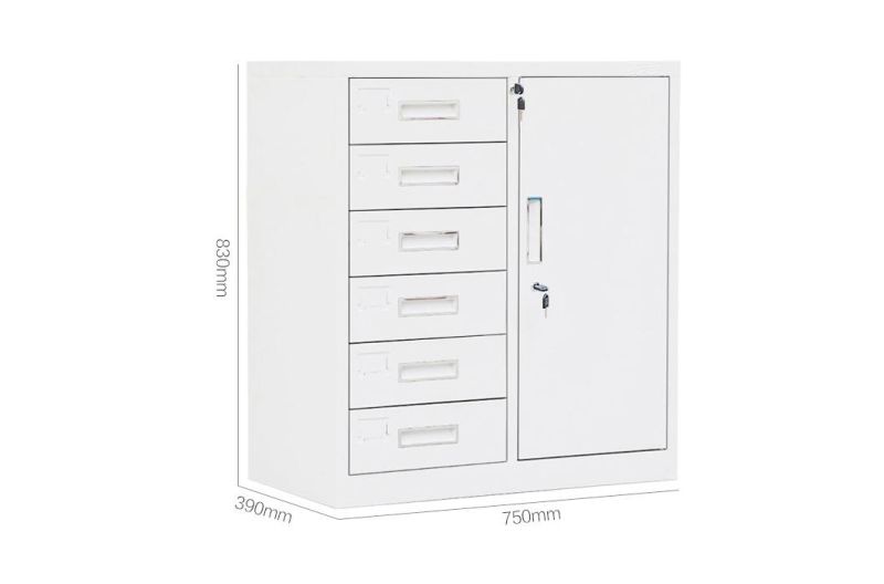 Office 5 Drawer Low Steel Filing Cabinet Metal Cupboard