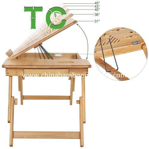 Wholesale Folding Adjustable Bamboo Laptop Desk with Cooling Stand Bed Table Tray